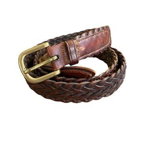 L.L. Bean Leather Brown Cognac Braided Belt Size 38